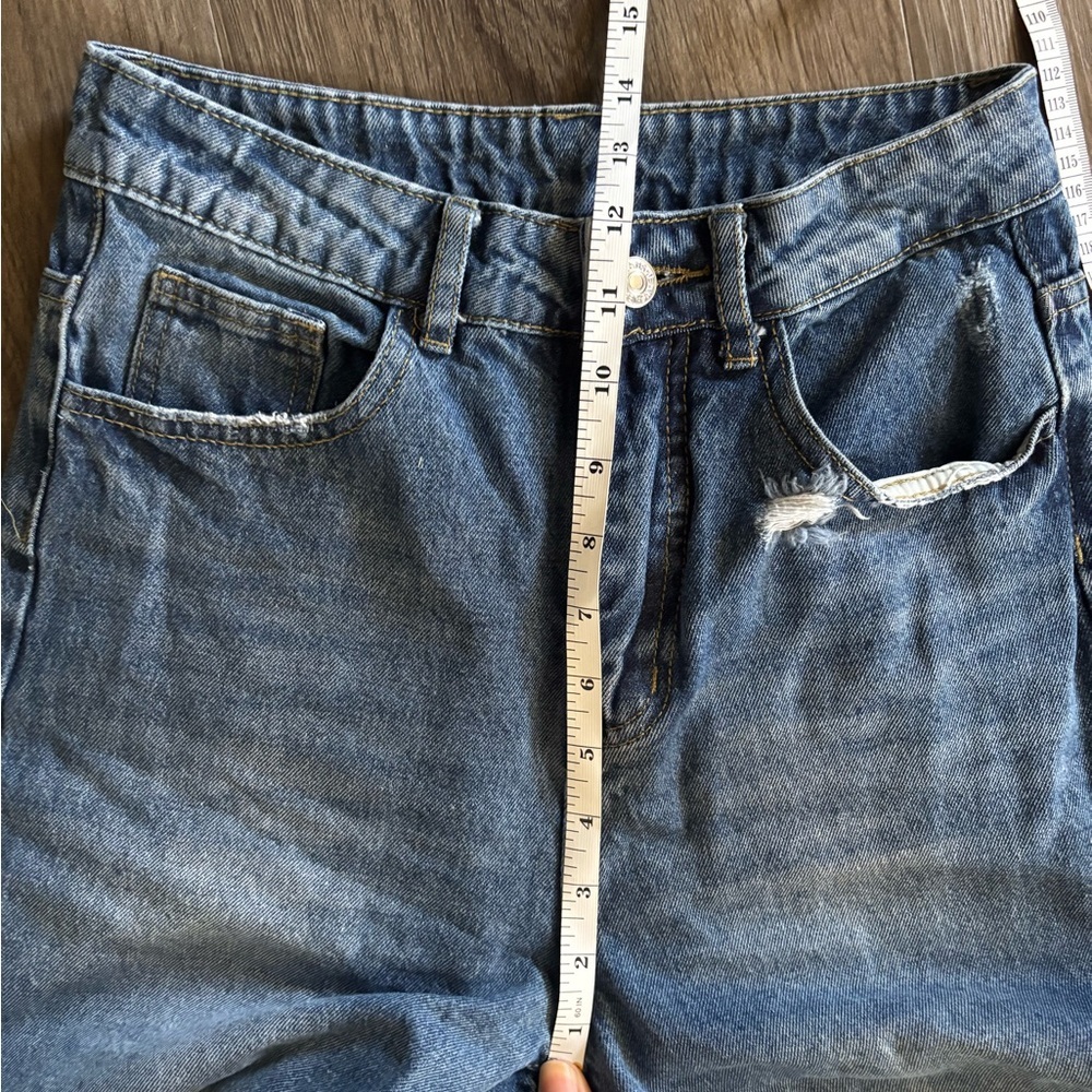 SHEIN Distressed Straight Leg Denim Jeans - Picture 5 of 8
